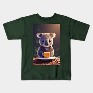 Koala with a cup mug of morning coffee Kids T-Shirt